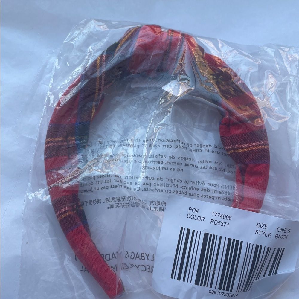 ❤️ NWT J. Crew Red Tartan Headband in Cotton - Picture 6 of 8